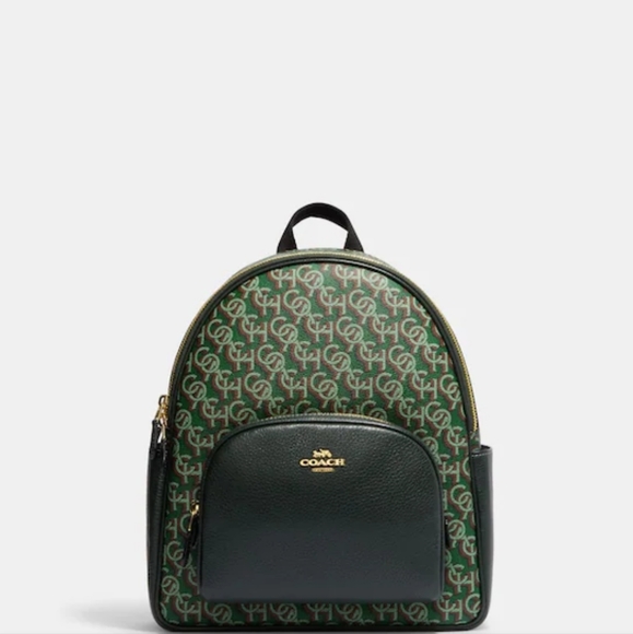 Green Gold Print Court Backpack With Coach Monogram Print & Wristlet - Picture 4 of 12